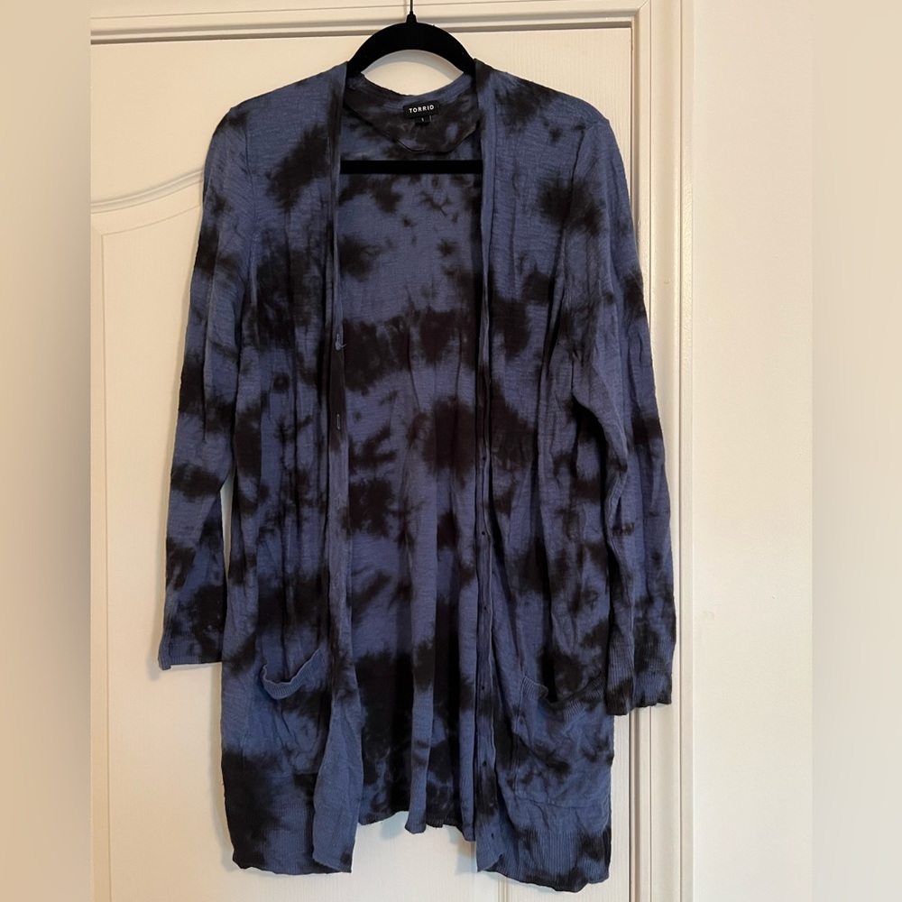 PLUS Tie Dye Button Front Cardigan